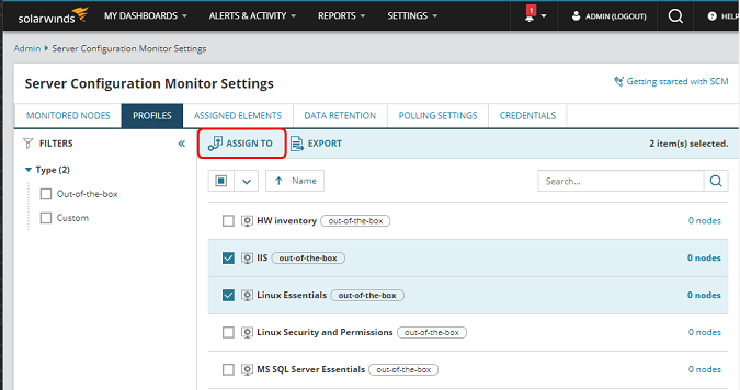 Assigned profiles - Step i