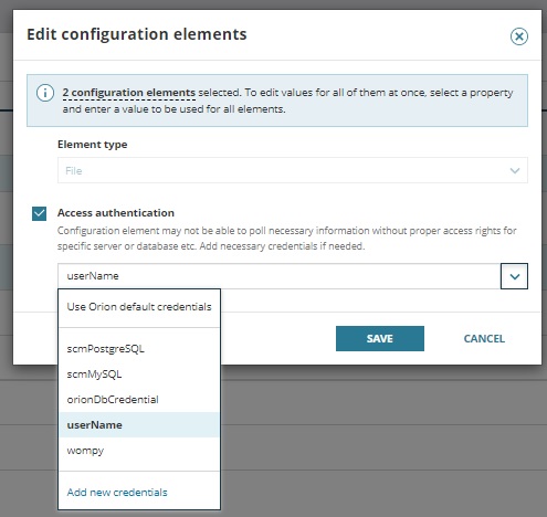 Save new credentials