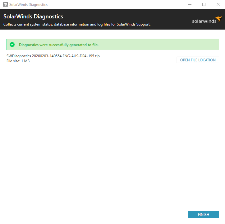 Diagnostics successfully generated to file