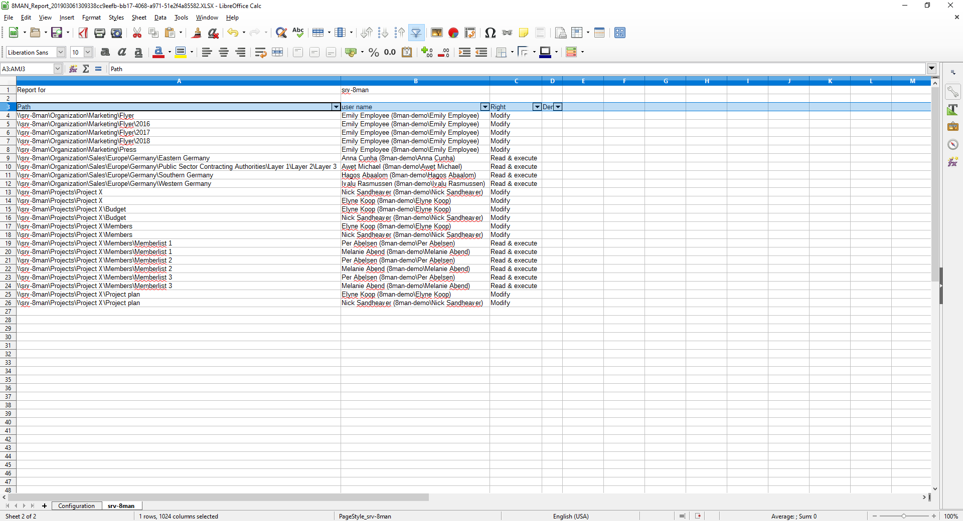 Report on direct permissions
