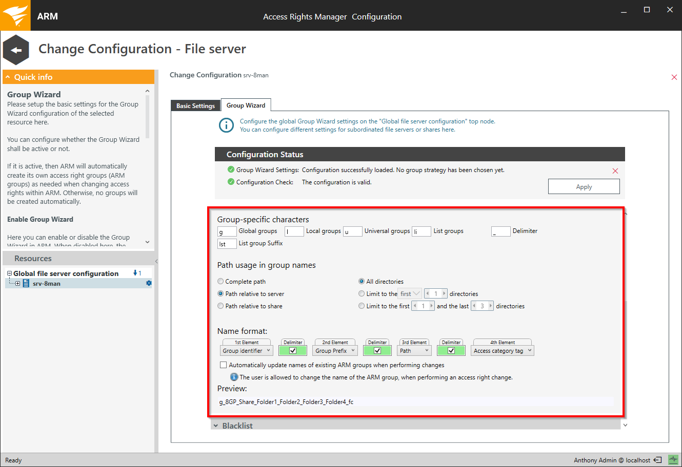 Define ARM group names