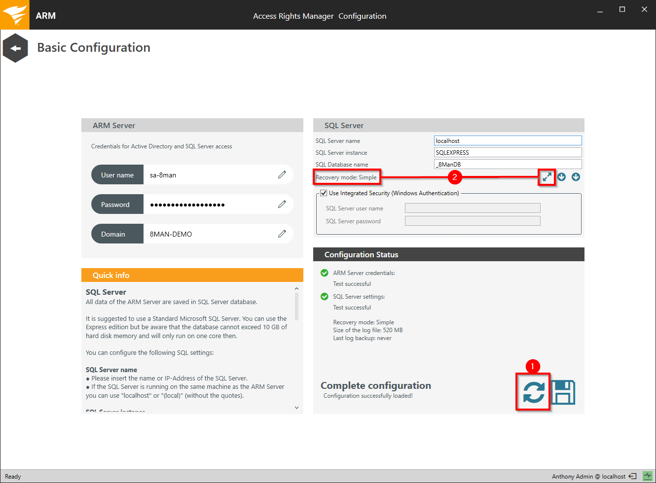Switch database recovery mode