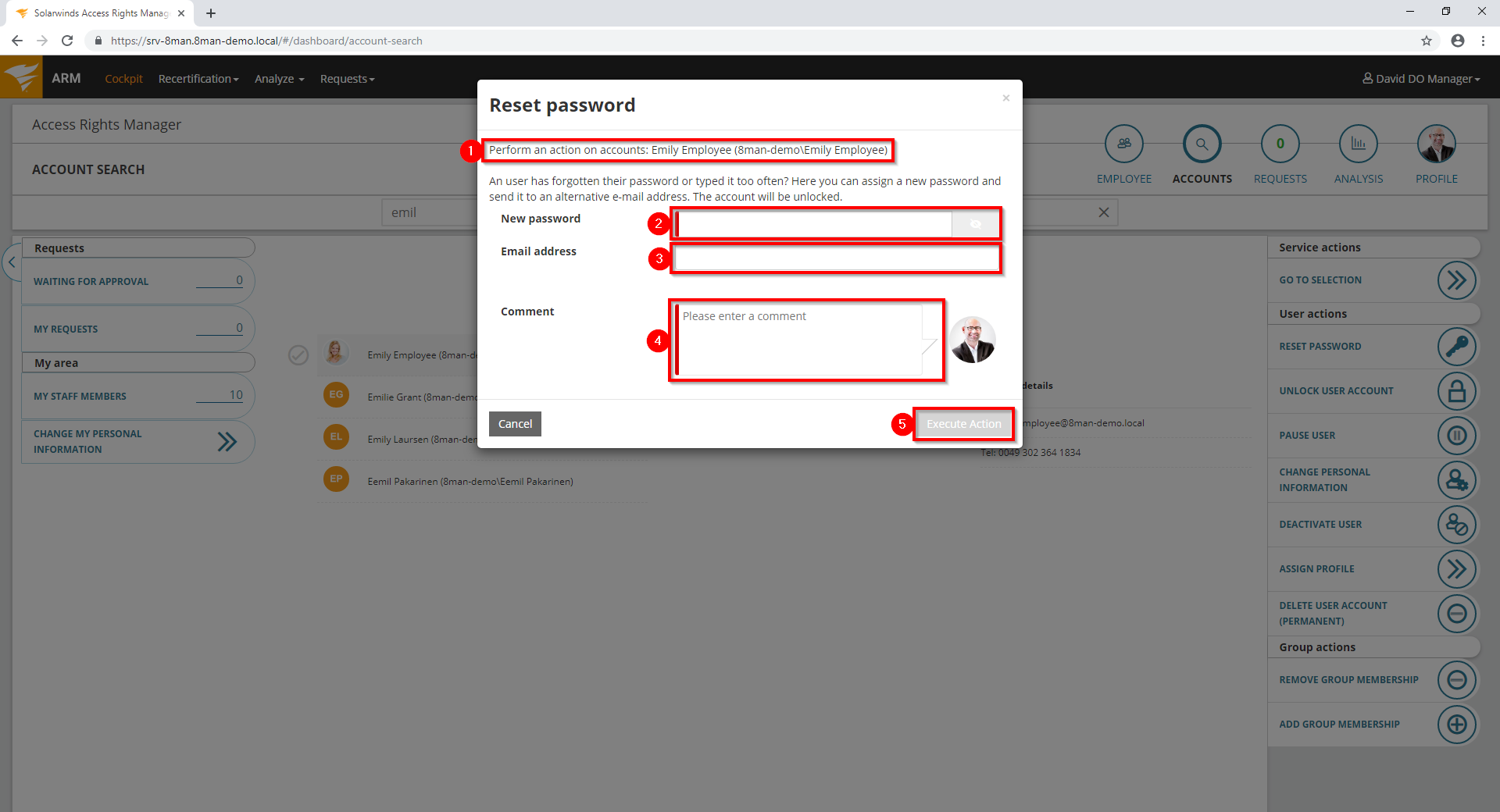 Reset users' passwords