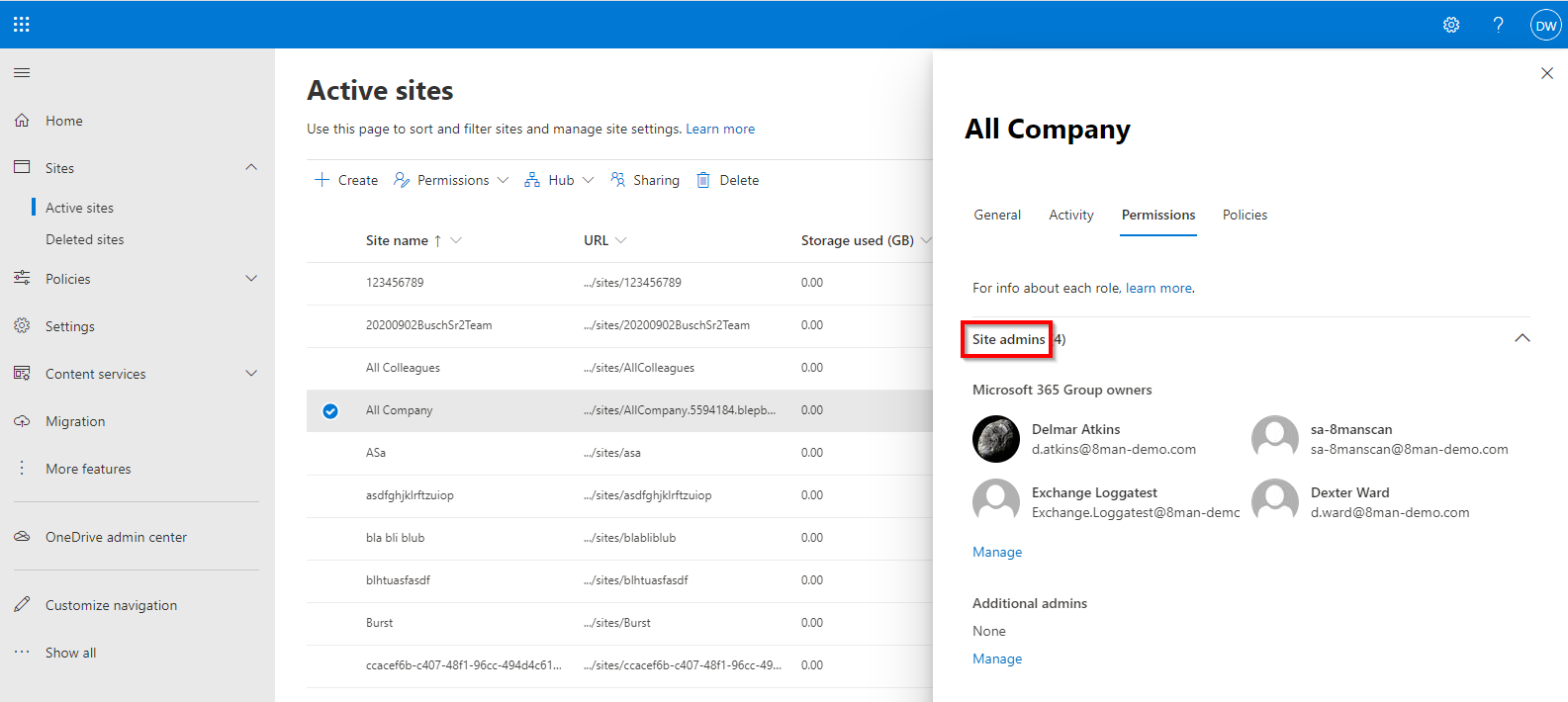 Required accounts and permissions for a SharePoint scan