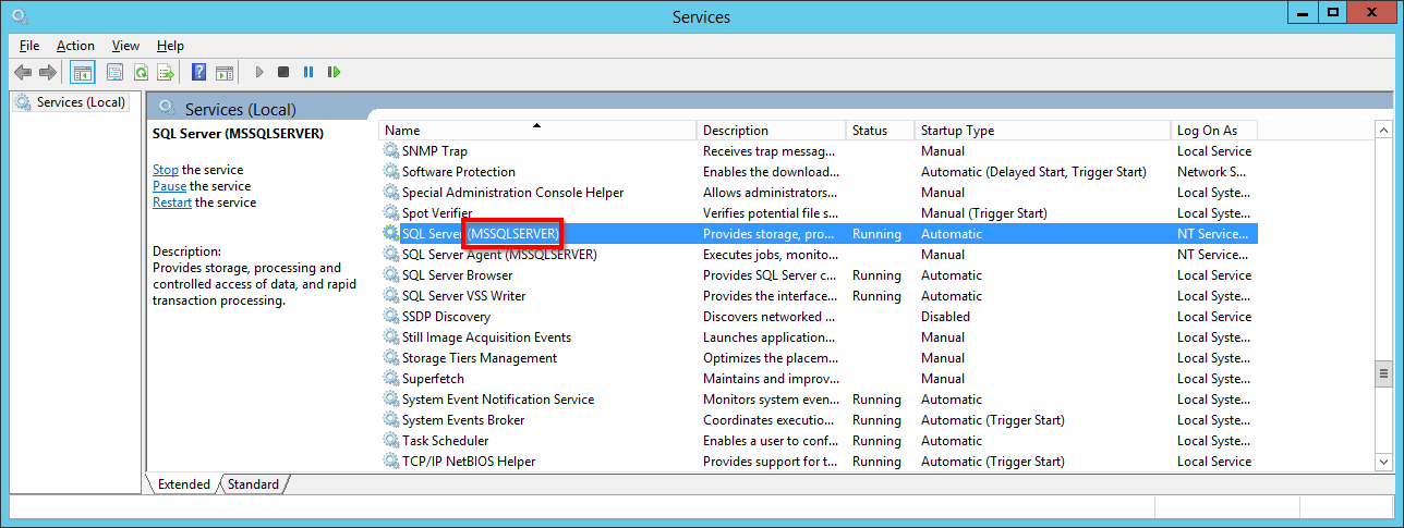 Enter SQL server credentials