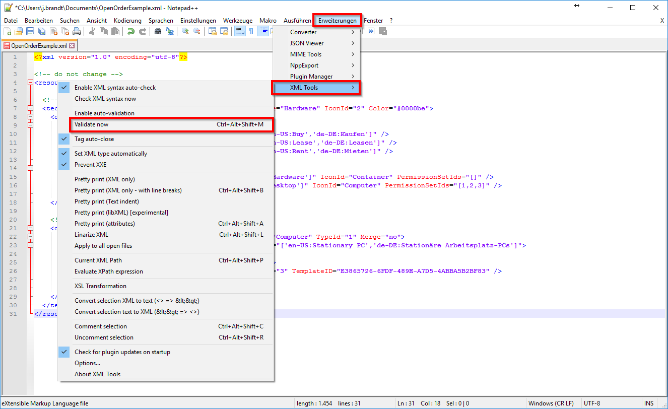 Validate an XML configuration file