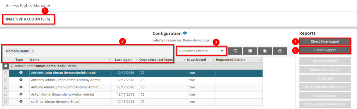 Identify inactive accounts (web client)
