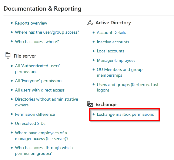 Report on mailbox permissions