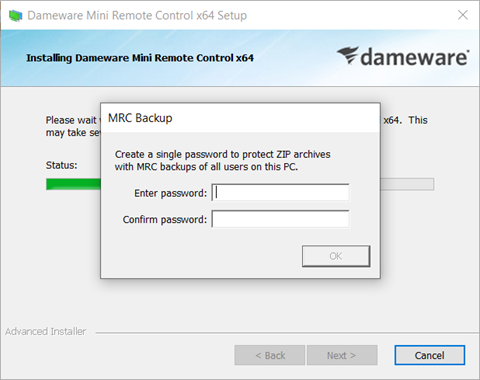Create a single password to protect ZIP archives with MRC backups of all users