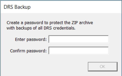 DRS Backup - Create a password to protect the ZIP archive with backups of all DRS credentials