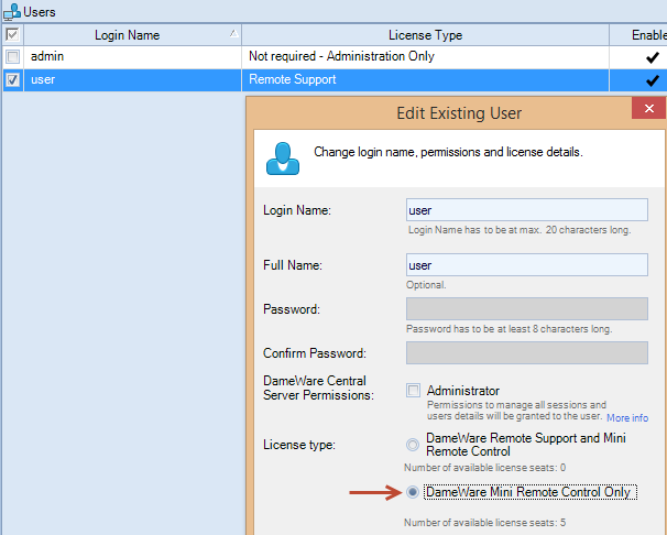 Log Into The Dameware Administration Console