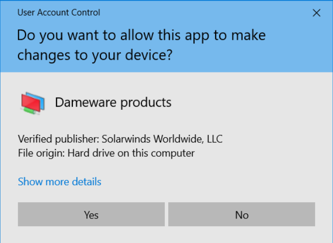 Do you want to allow this app to make changes to your device?