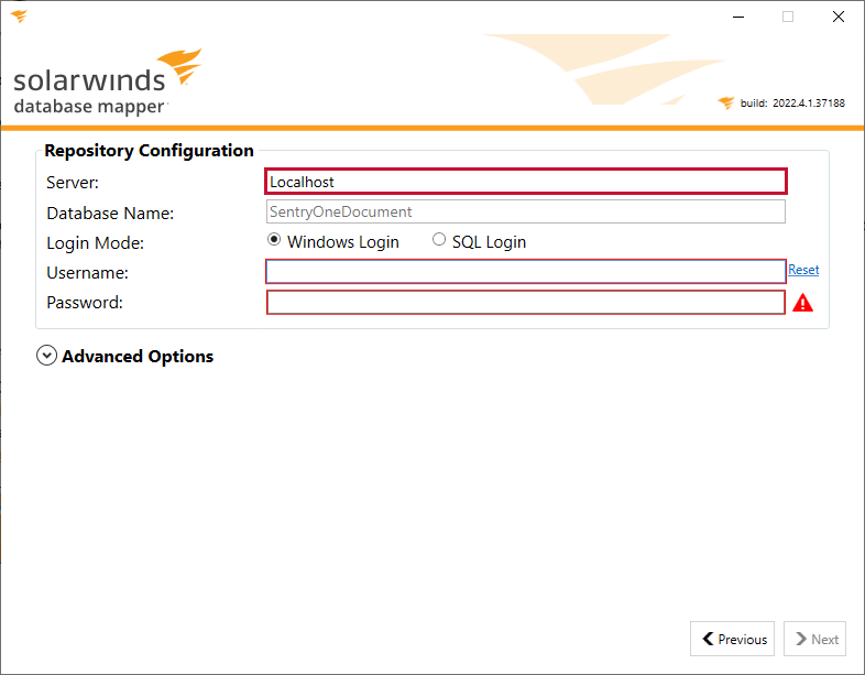 Database Mapper Configuration Utility Repository Configuration enter server name Version 2022.4 Database Mapper Configuration Utility Repository Configuration enter server name