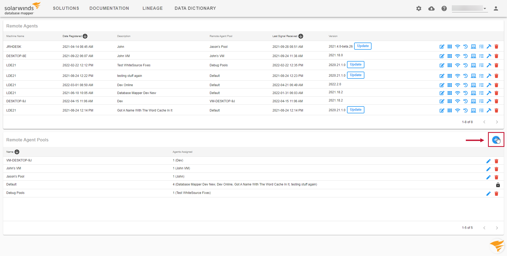 Database Mapper Web Portal Manage Remote Agent Pools New Pool Version 2022.3 Database Mapper Web Portal Manage Remote Agent Pools New Pool