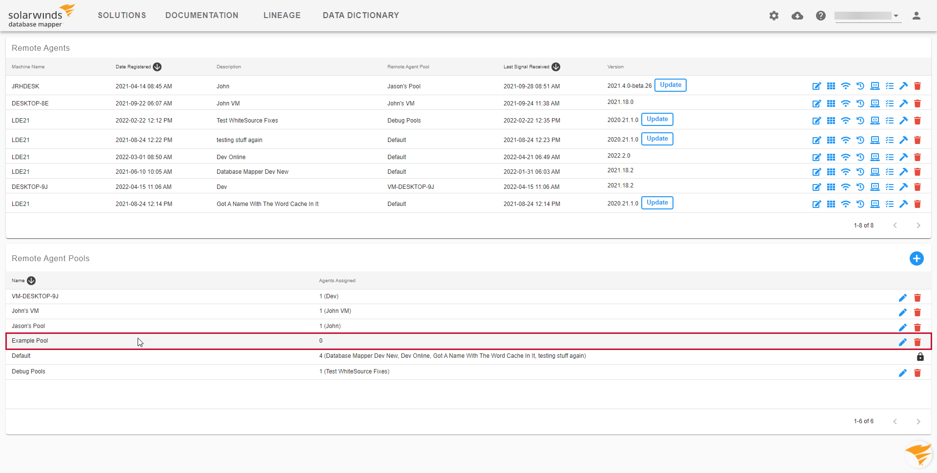 Database Mapper Web Portal Manage Remote Agent Pools New pool available Version 2022.3 Database Mapper Web Portal Manage Remote Agent Pools New pool available