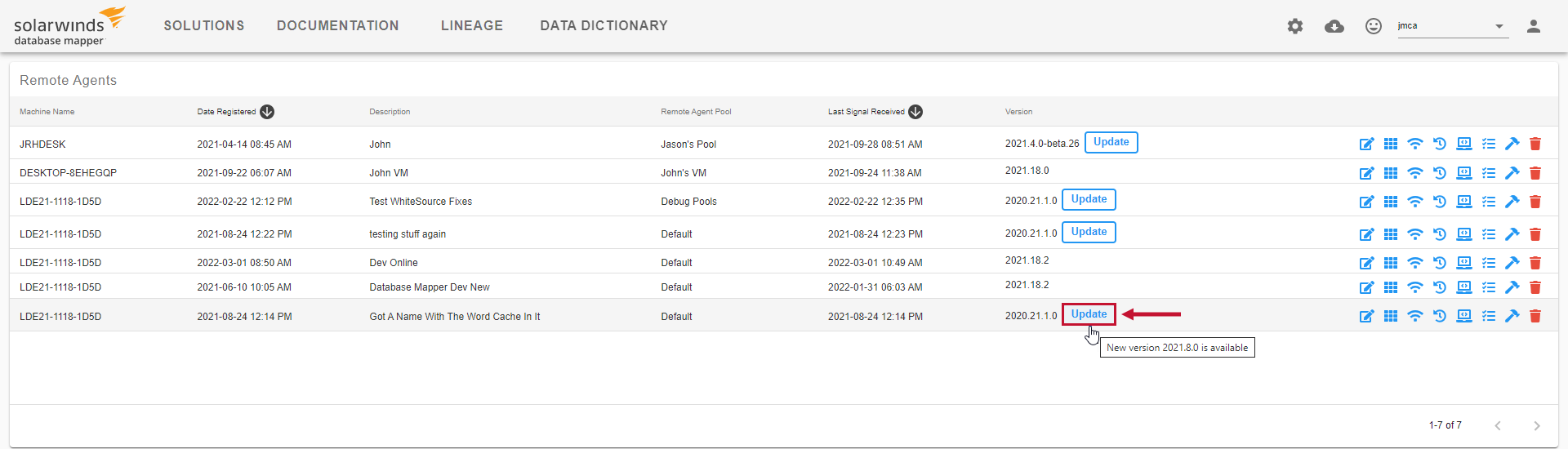 Database Mapper Remote Agents Update Remote Agent Version 2022.3 Database Mapper Remote Agents Update Remote Agent