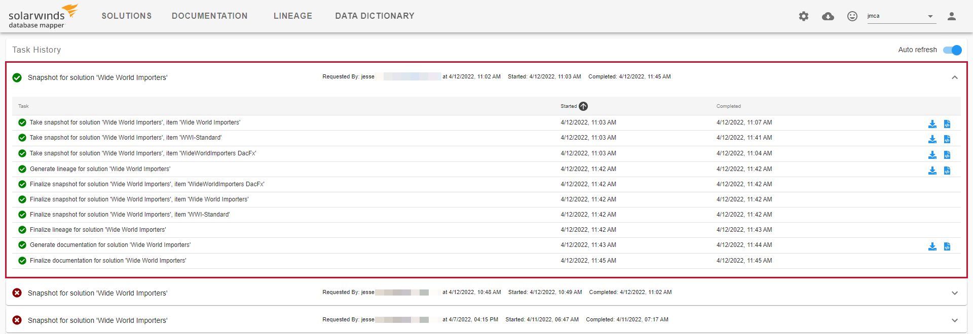Database Mapper Task History expand task Version 2022.2 Database Mapper Task History expand task