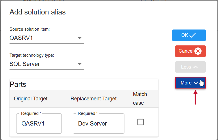 Database Mapper Add solution alias select More