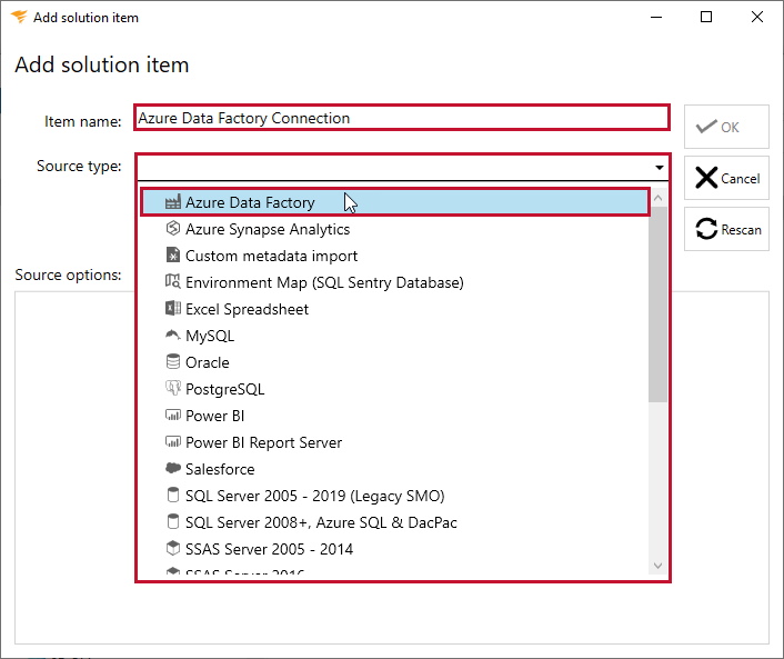 Database Mapper Add Solution Item Azure Data Factory Version 2022.2 Database Mapper Add Solution Item Azure Data Factory