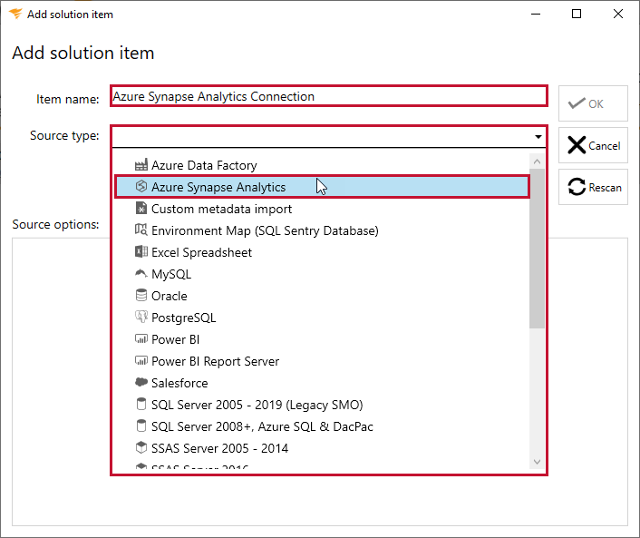 Database Mapper Add Solution Item Azure Synapse Analytics Version 2022.2 Database Mapper Add Solution Item Azure Synapse Analytics