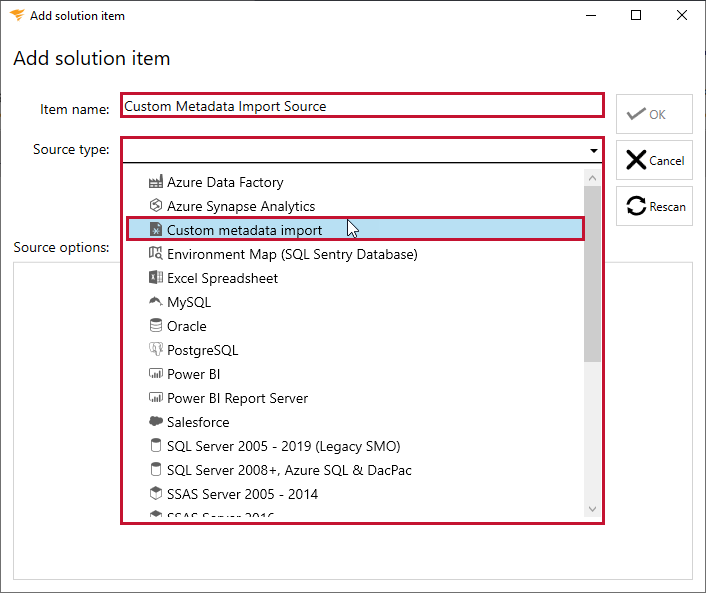 Database Mapper Add Solution Item Custom Metadata Import Version 2022.2 Database Mapper Add Solution Item Custom Metadata Import