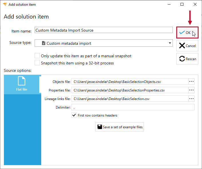 Database Mapper Add Solution Item Custom Metadata Import Credentials Version 2022.2 Database Mapper Add Solution Item Custom Metadata Import Credentials