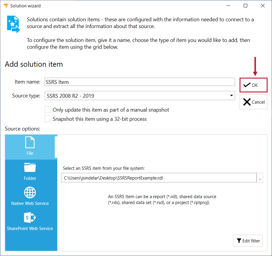 Database Mapper Add Solution Item SSRS select Ok Version 2022.2 Database Mapper Add Solution Item SSRS select Ok
