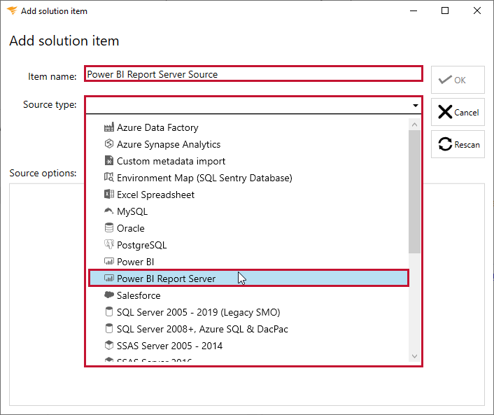Database Mapper Add Solution Item Power BI Report Server Version 2022.2 Database Mapper Add Solution Item Power BI Report Server