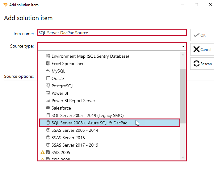 Database Mapper Add Solution Item Add Solution Item SQL Server 2008+, Azure SQL & DacPac Version 2022.2 Database Mapper Add Solution Item SQL Server 2008+, Azure SQL & DacPac