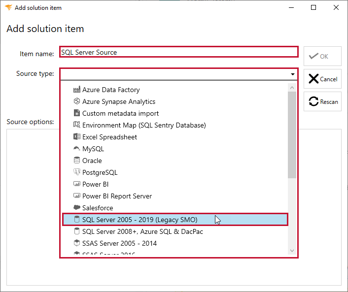 Database Mapper Add Solution Item SQL Server 2005 - 2019 (Legacy SMO)Version 2022.2 Database Mapper Add Solution Item SQL Server 2005 - 2019 (Legacy SMO)