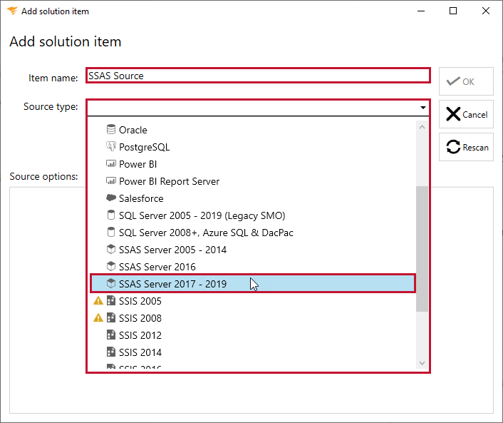 Database Mapper Add Solution Item SSAS Server 2017-2019 Version 2022.2 Database Mapper Add Solution Item SSAS Server 2017-2019