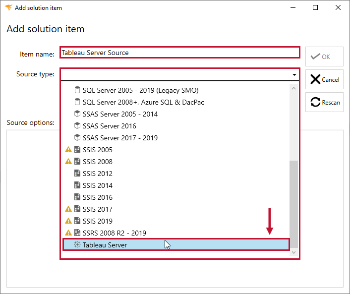 Database Mapper Add Solution Item Tableau Server Version 2022.2 Database Mapper Add Solution Item Tableau Server