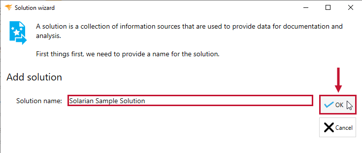 Database Mapper Solution Configuration Tool select Ok to Add Solution