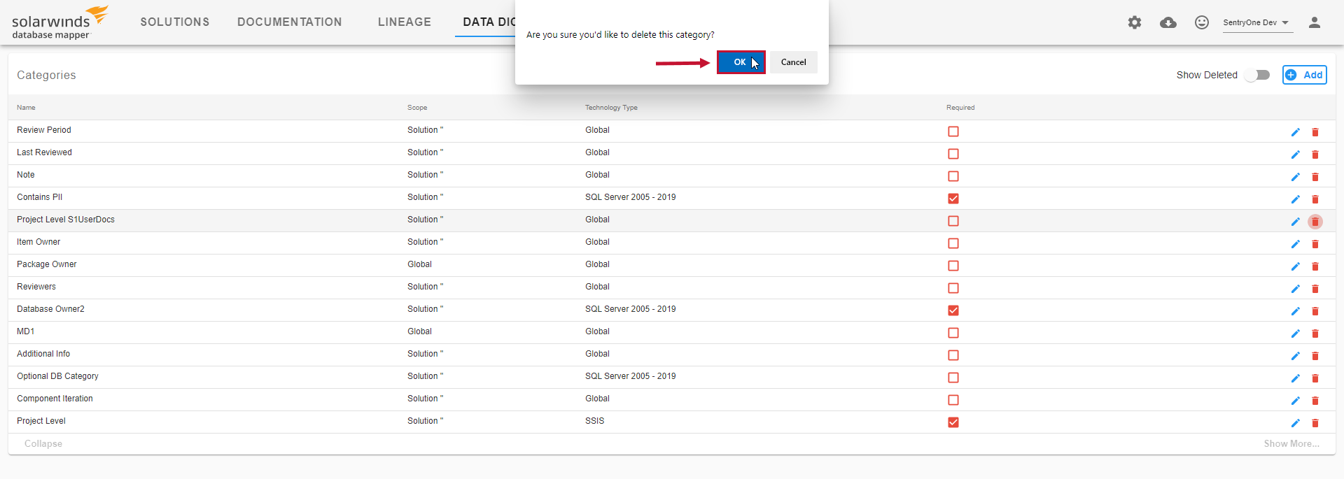 Database Mapper Data Dictionary Categories Confirm Delete Version 2021.18 Database Mapper Data Dictionary Categories Confirm Delete