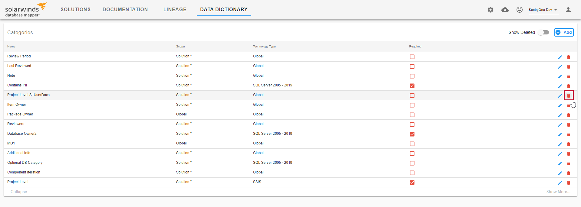Database Mapper Data Dictionary Categories Delete Category Version 2021.18 Database Mapper Data Dictionary Categories Delete Category