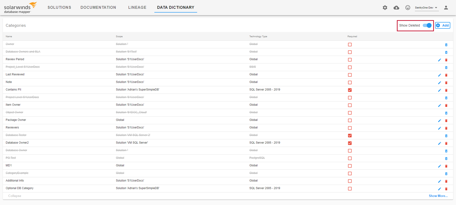 Database Mapper Data Dictionary Categories Show Deleted Version 2021.18 Database Mapper Data Dictionary Categories Show Deleted
