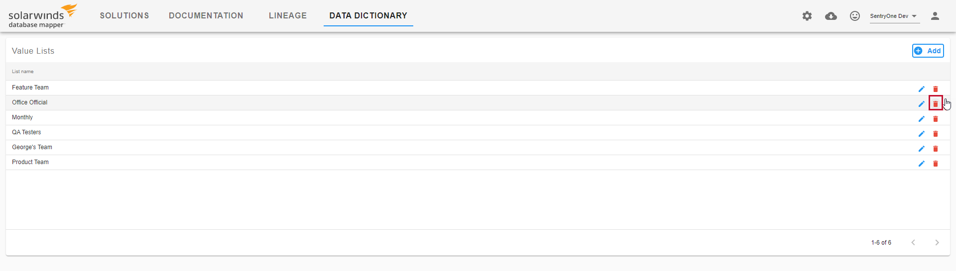 Database Mapper Data Dictionary Value Lists Delete List Version 2021.18 Database Mapper Data Dictionary Value Lists Delete list