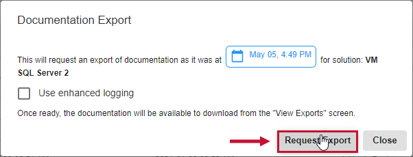 Database Mapper Documentation Export window select Request Export Version 2022.2 Database Mapper Documentation Export window select Request Export