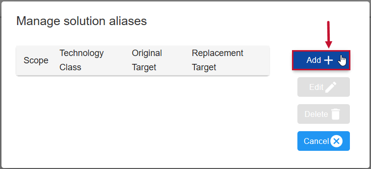 Database Mapper Manage solution aliases select Add Version 2022.2 Database Mapper Manage solution aliases select Add