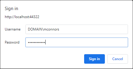 Second browser window login window Second sign in for port 44322