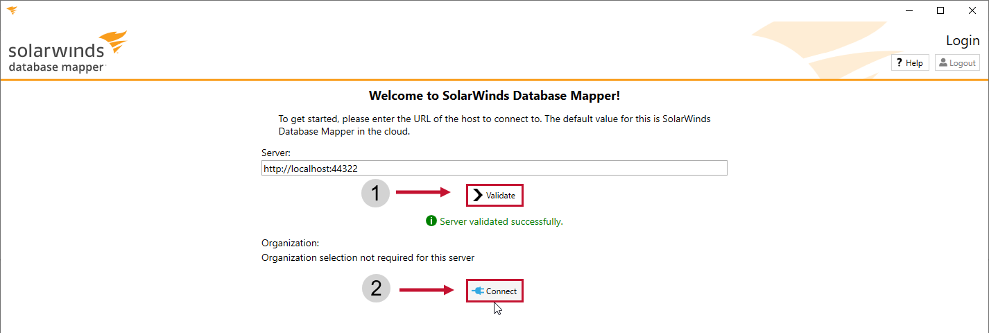 Database Mapper Solution Configuration tool validate server on prem
