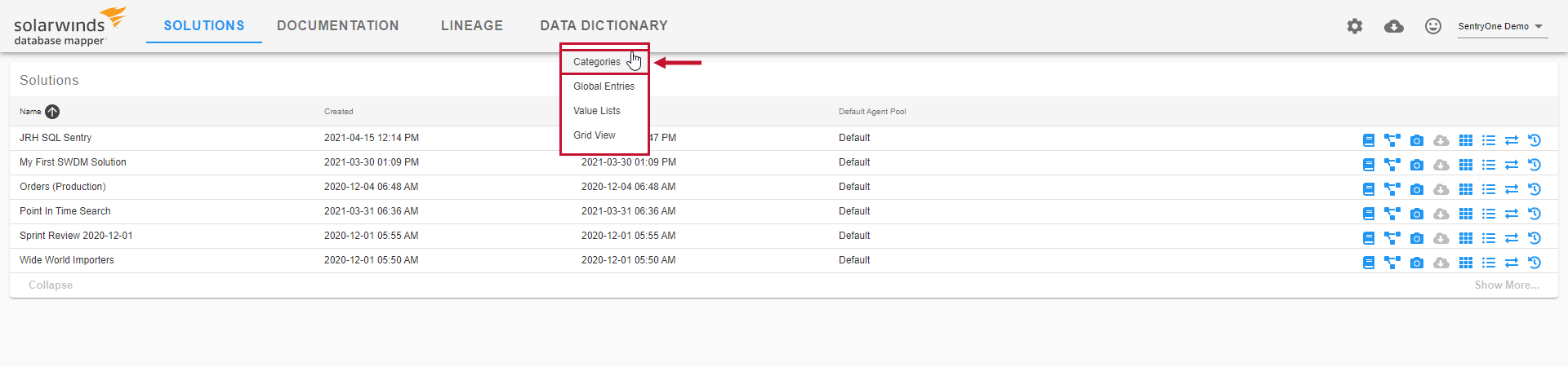 Database Mapper select Data Dictionary Categories Version 2021.18 Database Mapper select Data Dictionary Categories