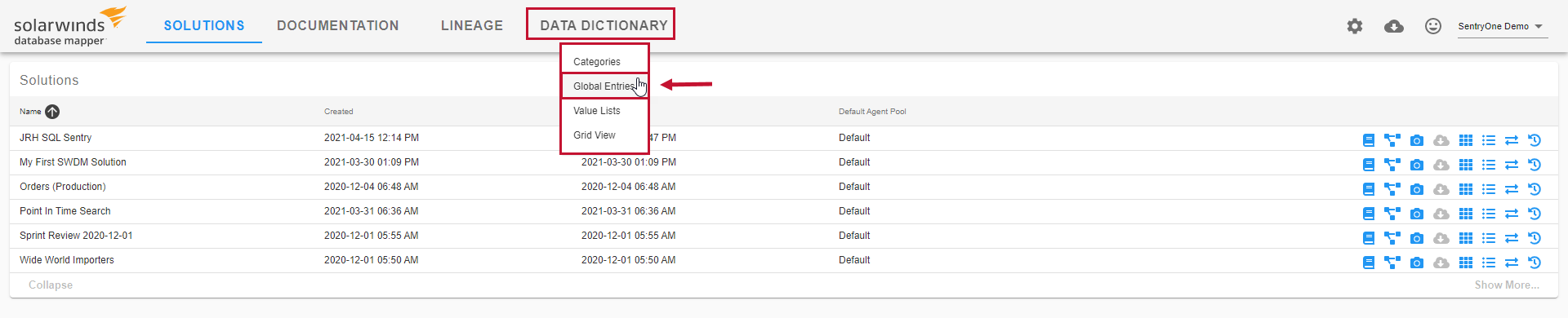 Database Mapper select Data Dictionary Global Entries Version 2021.18 Database Mapper select Data Dictionary Global Entries
