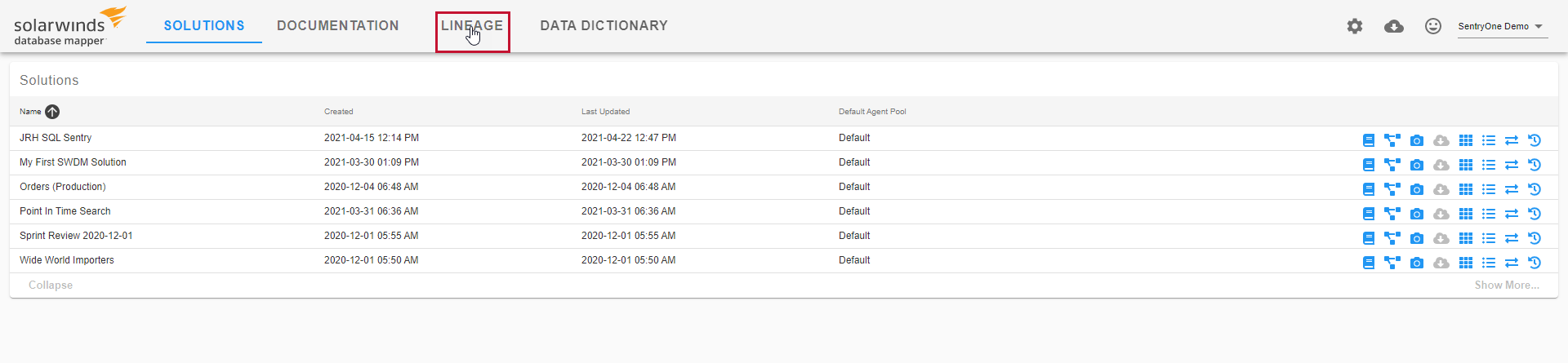 Database Mapper select the Lineage tab Version 2022.3 Database Mapper select the Lineage tab