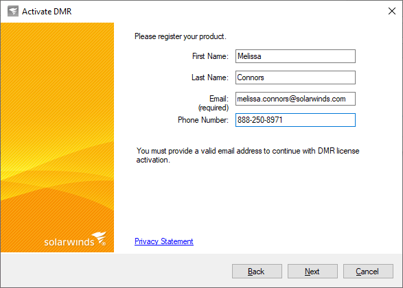 Register SolarWinds Database Mapper (email is required)