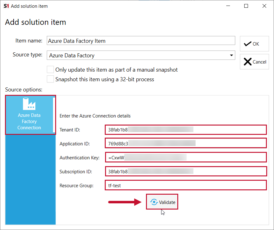 Database Mapper Add Solution Item Azure Data Factory example