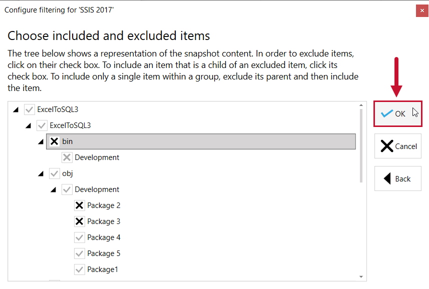 Database Mapper Configure Filtering window select Ok to save filter Version 2022.2 Database Mapper Configure Filtering window select Ok to save filter