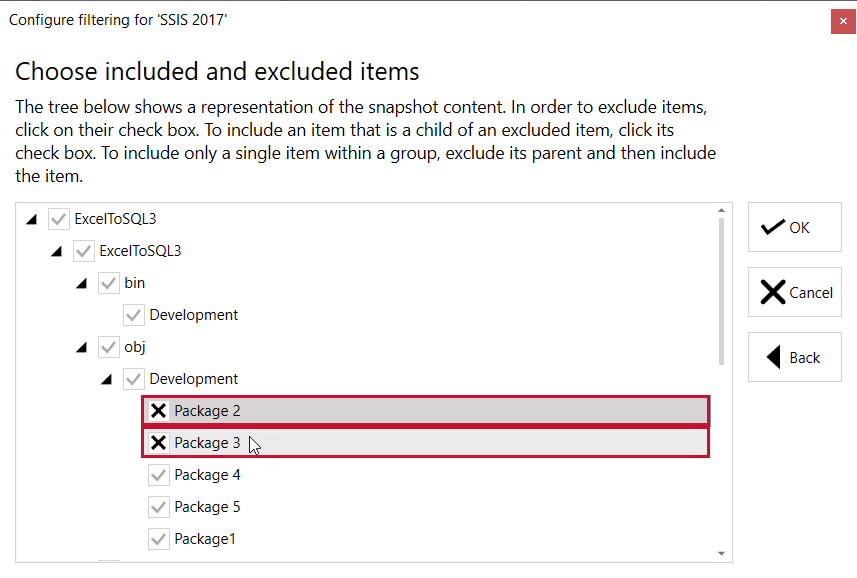 Database Mapper Configure Filtering window Choose included and excluded items Version 2022.2 Database Mapper Configure Filtering window Choose included and excluded items