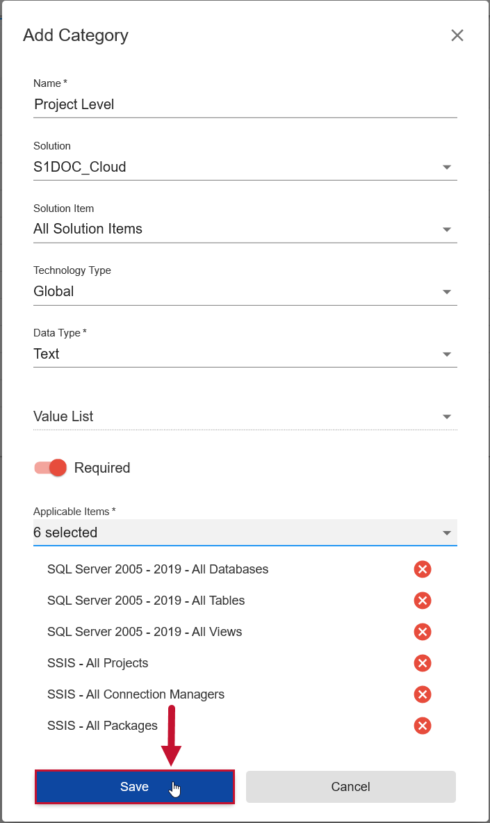 Database Mapper Data Dictionary Add Category select Save Version 2021.18 Database Mapper Data Dictionary Add Category select Save