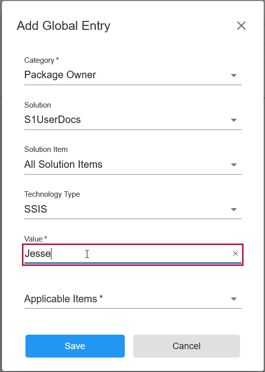 Database Mapper Data Dictionary Add Glboal Entry enter Value Version 2021.18 Database Mapper Data Dictionary Add Global Entry enter Value